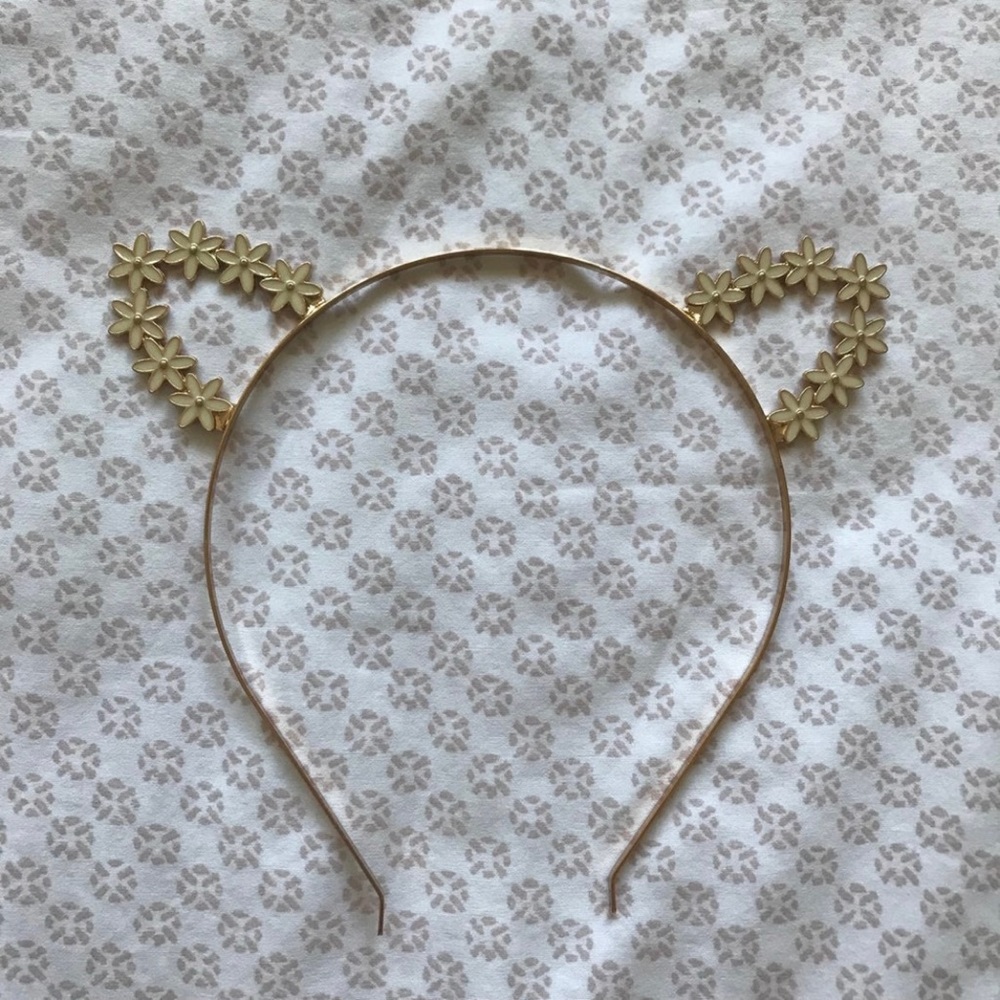 Gold floral bunny/cat ears headband
